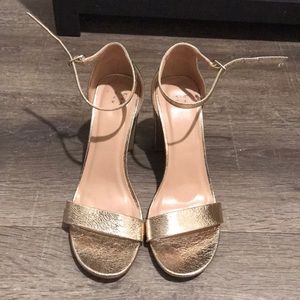 A New Day gold block heels with ankle strap